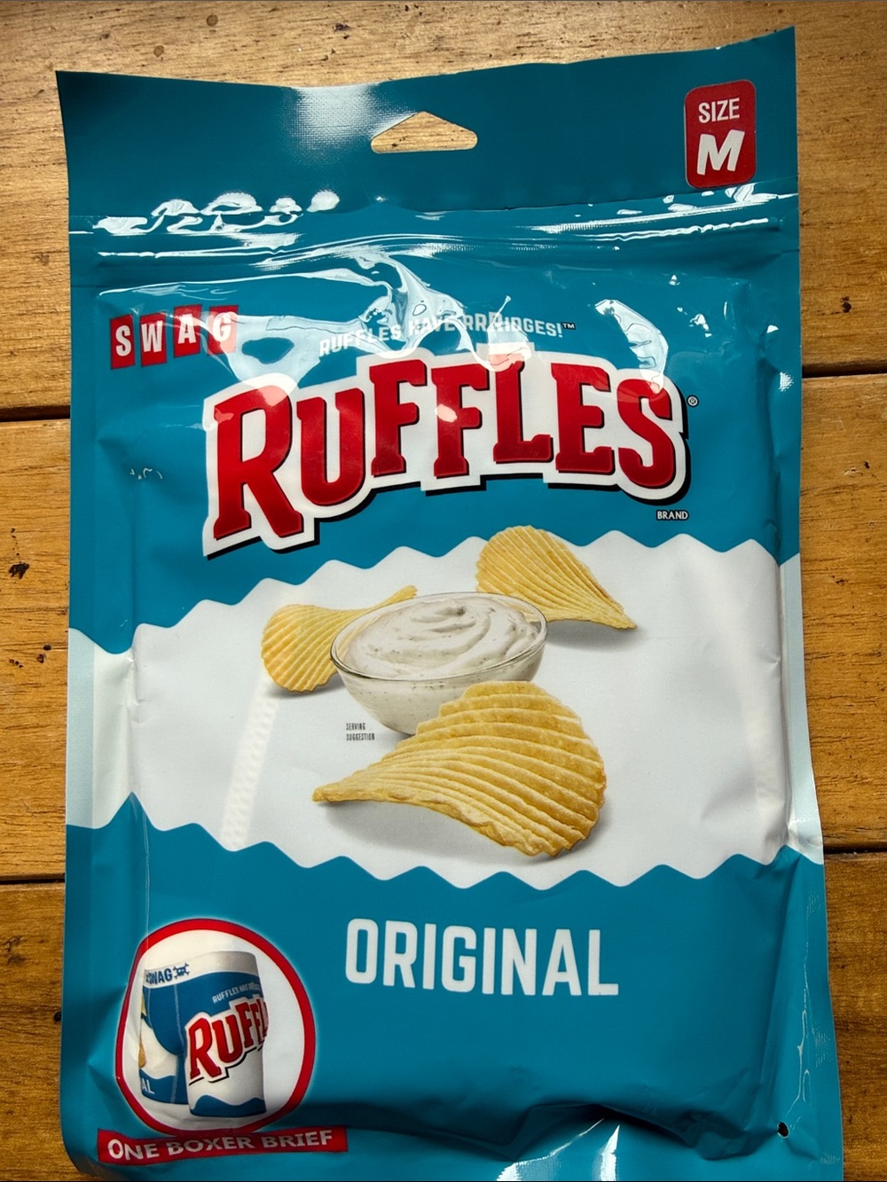 Ruffles Original Snack Bag Men’s Boxers size medium  - Teal/White